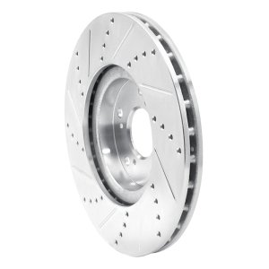 Acura TL Brake Rotor (1) - Front Right - R1 Concepts - Drilled & Slotted - Silver - `04-`08